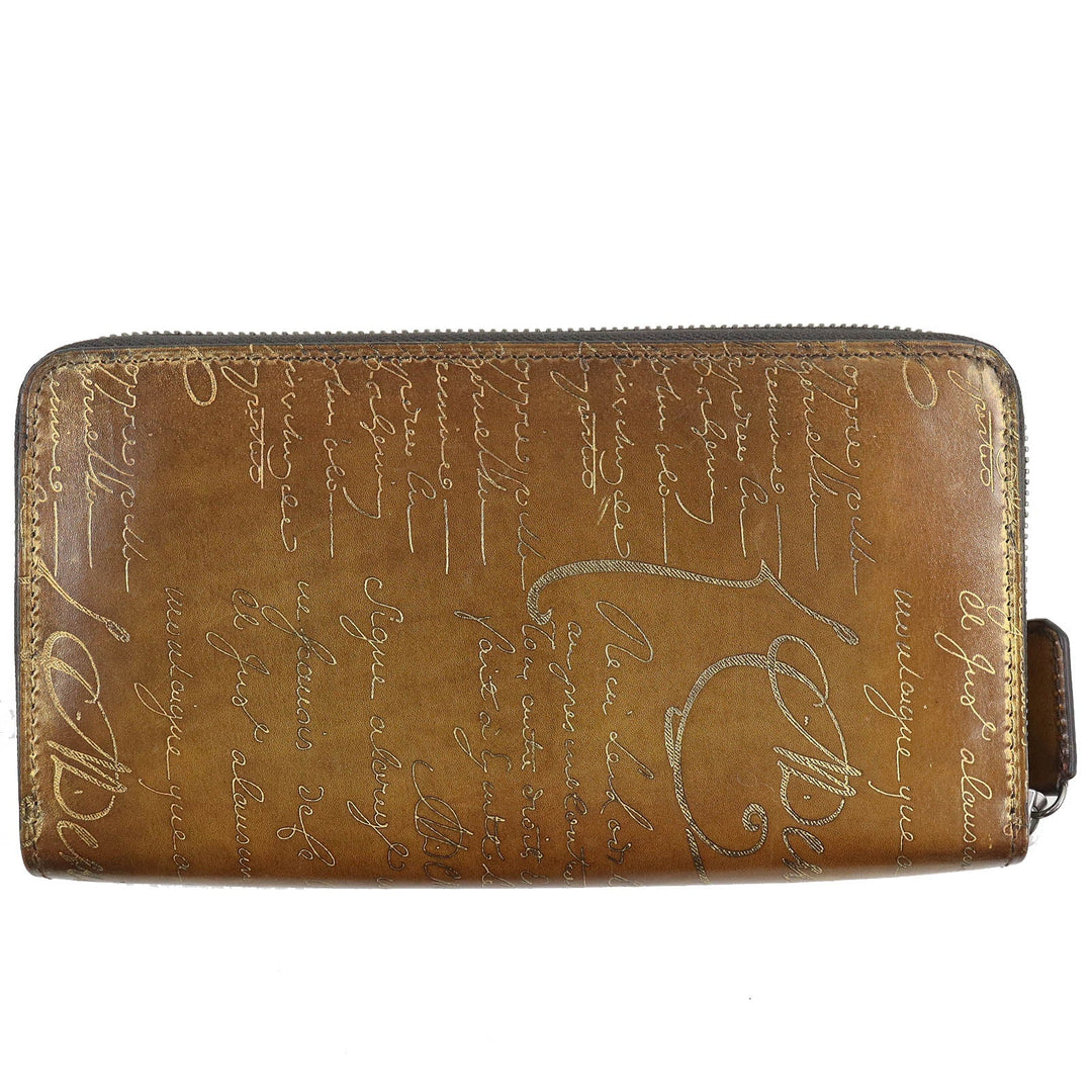 Berluti Long Wallet Purse Golden patine Brown Itauba mens Used Authentic