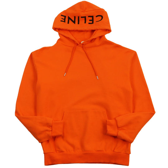 CELINE Hoodie 2Y499052H Main: 100% cotton, part: 96% cotton, part: 4% polyurethane Orange LOOSE HOODIE WHIT HOOD LOGO mens M Used Authentic