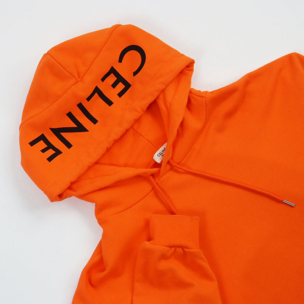CELINE Hoodie 2Y499052H Main: 100% cotton, part: 96% cotton, part: 4% polyurethane Orange LOOSE HOODIE WHIT HOOD LOGO mens M Used Authentic
