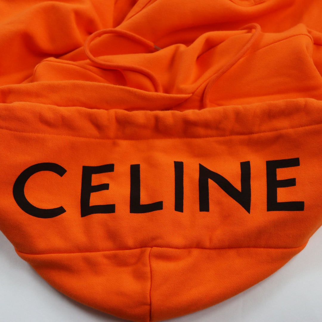 CELINE Hoodie 2Y499052H Main: 100% cotton, part: 96% cotton, part: 4% polyurethane Orange LOOSE HOODIE WHIT HOOD LOGO mens M Used Authentic