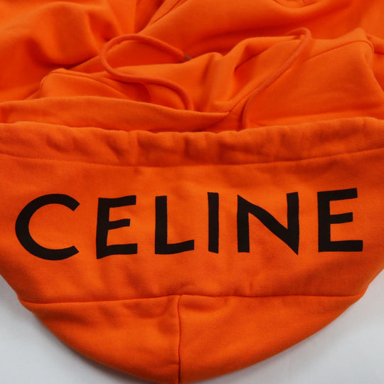 CELINE Hoodie 2Y499052H Main: 100% cotton, part: 96% cotton, part: 4% polyurethane Orange LOOSE HOODIE WHIT HOOD LOGO mens M Used Authentic