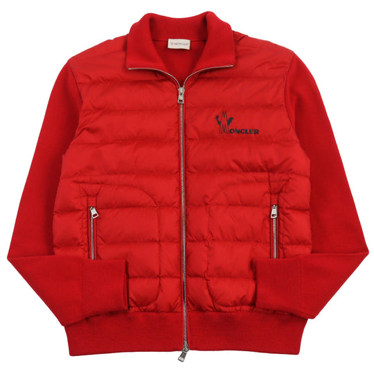 MONCLER Down jacket Outer: 100% nylon, Main: 50% acrylic, Main: 50% wool, Lining: 100% nylon, Filling: 90% down, 10% feather Red MAGLIONE TRICOT CARDIGAN mens M Used Authentic