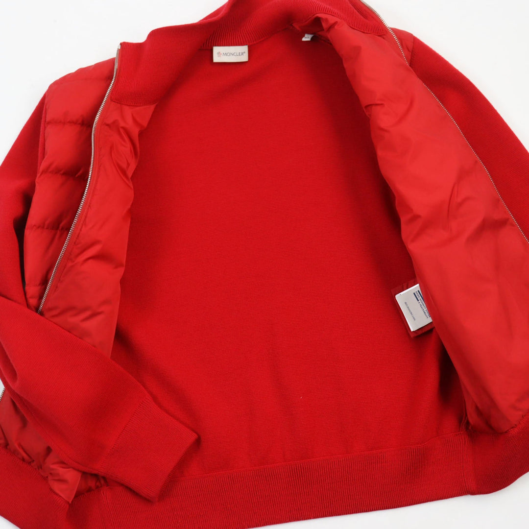 MONCLER Down jacket Outer: 100% nylon, Main: 50% acrylic, Main: 50% wool, Lining: 100% nylon, Filling: 90% down, 10% feather Red MAGLIONE TRICOT CARDIGAN mens M Used Authentic