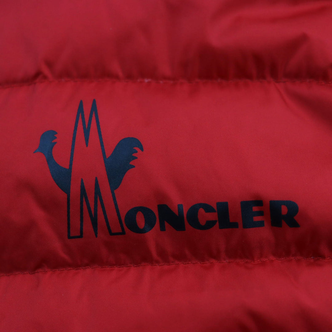 MONCLER Down jacket Outer: 100% nylon, Main: 50% acrylic, Main: 50% wool, Lining: 100% nylon, Filling: 90% down, 10% feather Red MAGLIONE TRICOT CARDIGAN mens M Used Authentic