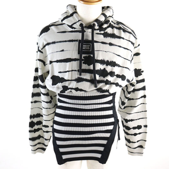 BURBERRY Hoodie 4563724 Outer material: 100% cotton, Outer material: 77% polyester, Outer material: 15% polyamide (nylon), Outer material: 8% elastane (polyurethane) White black Watercolour Print Reconstructed Hoodie mens XS Used Authentic