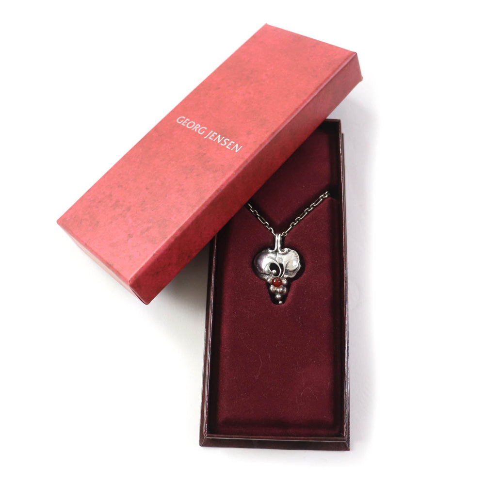 Georg Jensen Necklace Main: SV925, Part: Carnelian Silver orange 1996 Year Necklace Women Used Authentic