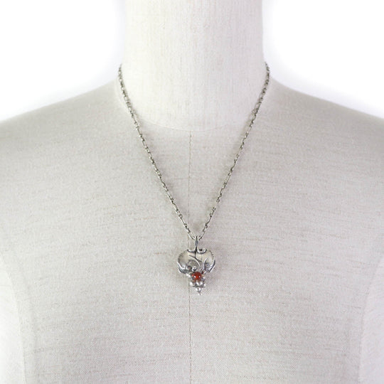 Georg Jensen Necklace Main: SV925, Part: Carnelian Silver orange 1996 Year Necklace Women Used Authentic