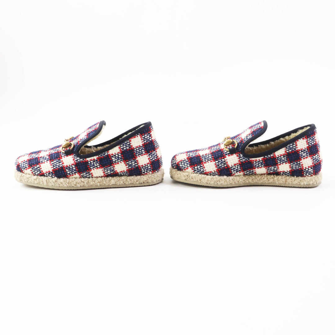 GUCCI loafers Main: , Main: Tweed Inner: Boa Navy red white Women 36 1/2 Used Authentic