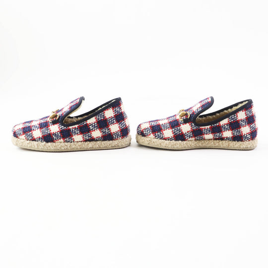 GUCCI loafers Main: , Main: Tweed Inner: Boa Navy red white Women 36 1/2 Used Authentic