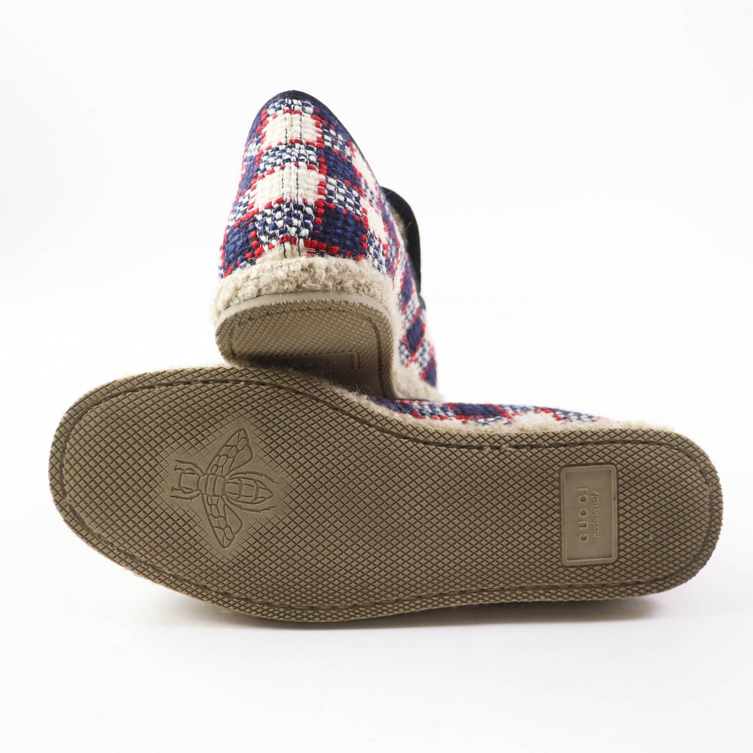 GUCCI loafers Main: , Main: Tweed Inner: Boa Navy red white Women 36 1/2 Used Authentic