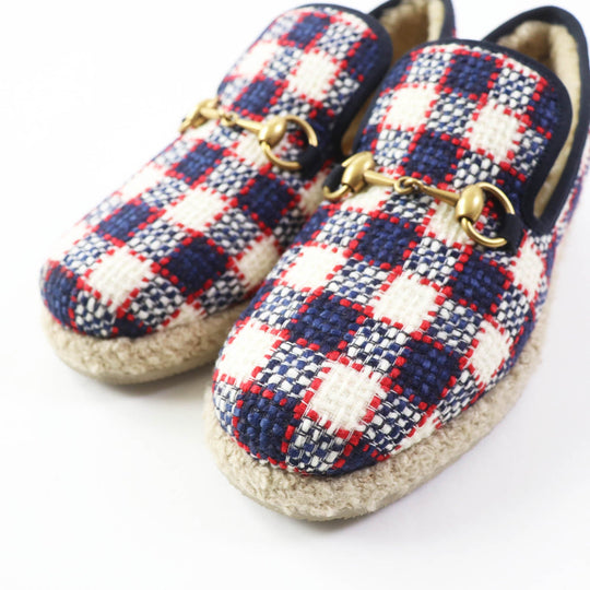 GUCCI loafers Main: , Main: Tweed Inner: Boa Navy red white Women 36 1/2 Used Authentic
