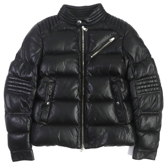 MONCLER Down jacket Lining: 100% nylon, Filling: 90% down, Filling: 10% feather, Exterior: sheepskin leather, Decoration: cowhide leather black GARREL mens 2 Used Authentic