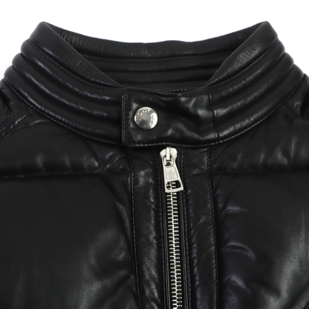 MONCLER Down jacket Lining: 100% nylon, Filling: 90% down, Filling: 10% feather, Exterior: sheepskin leather, Decoration: cowhide leather black GARREL mens 2 Used Authentic