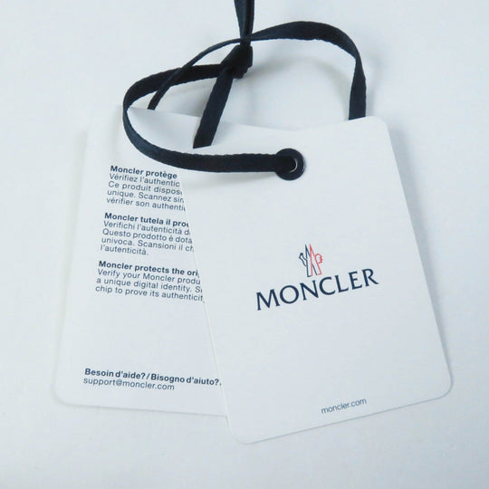 MONCLER Down jacket Outer: 100% nylon, Main: 93% cotton, Main: 7% nylon, Part: 99% cotton, Part: 1% polyurethane, Lining: 100% nylon, Filling: 90% down, 10% feather black MAGLIA APERTA Women XS Used Authentic