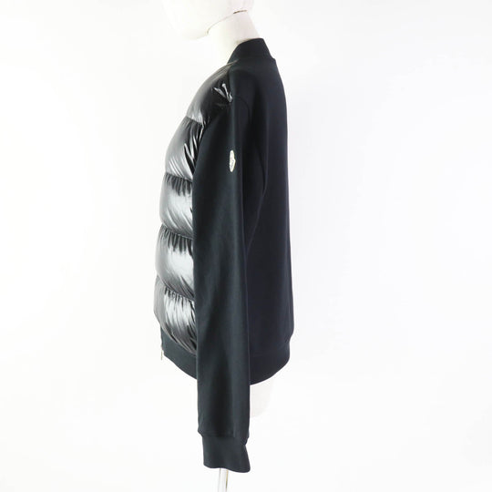 MONCLER Down jacket Outer: 100% nylon, Main: 93% cotton, Main: 7% nylon, Part: 99% cotton, Part: 1% polyurethane, Lining: 100% nylon, Filling: 90% down, 10% feather black MAGLIA APERTA Women XS Used Authentic