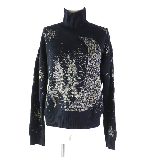 Christian Dior knit 7H24553AM103 Outer: 100% cashmere, part: 64% rayon, part: 36% metal fiber Navy gold Women 42 Used Authentic