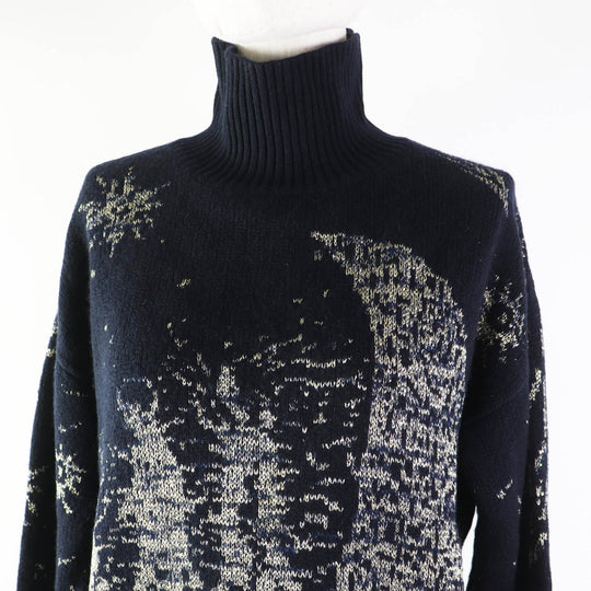 Christian Dior knit 7H24553AM103 Outer: 100% cashmere, part: 64% rayon, part: 36% metal fiber Navy gold Women 42 Used Authentic