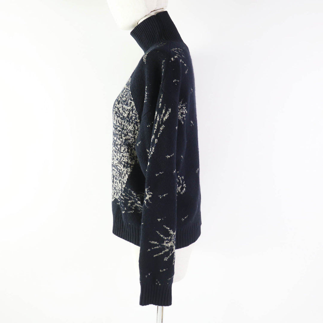 Christian Dior knit 7H24553AM103 Outer: 100% cashmere, part: 64% rayon, part: 36% metal fiber Navy gold Women 42 Used Authentic