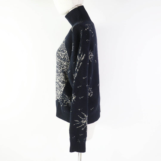 Christian Dior knit 7H24553AM103 Outer: 100% cashmere, part: 64% rayon, part: 36% metal fiber Navy gold Women 42 Used Authentic