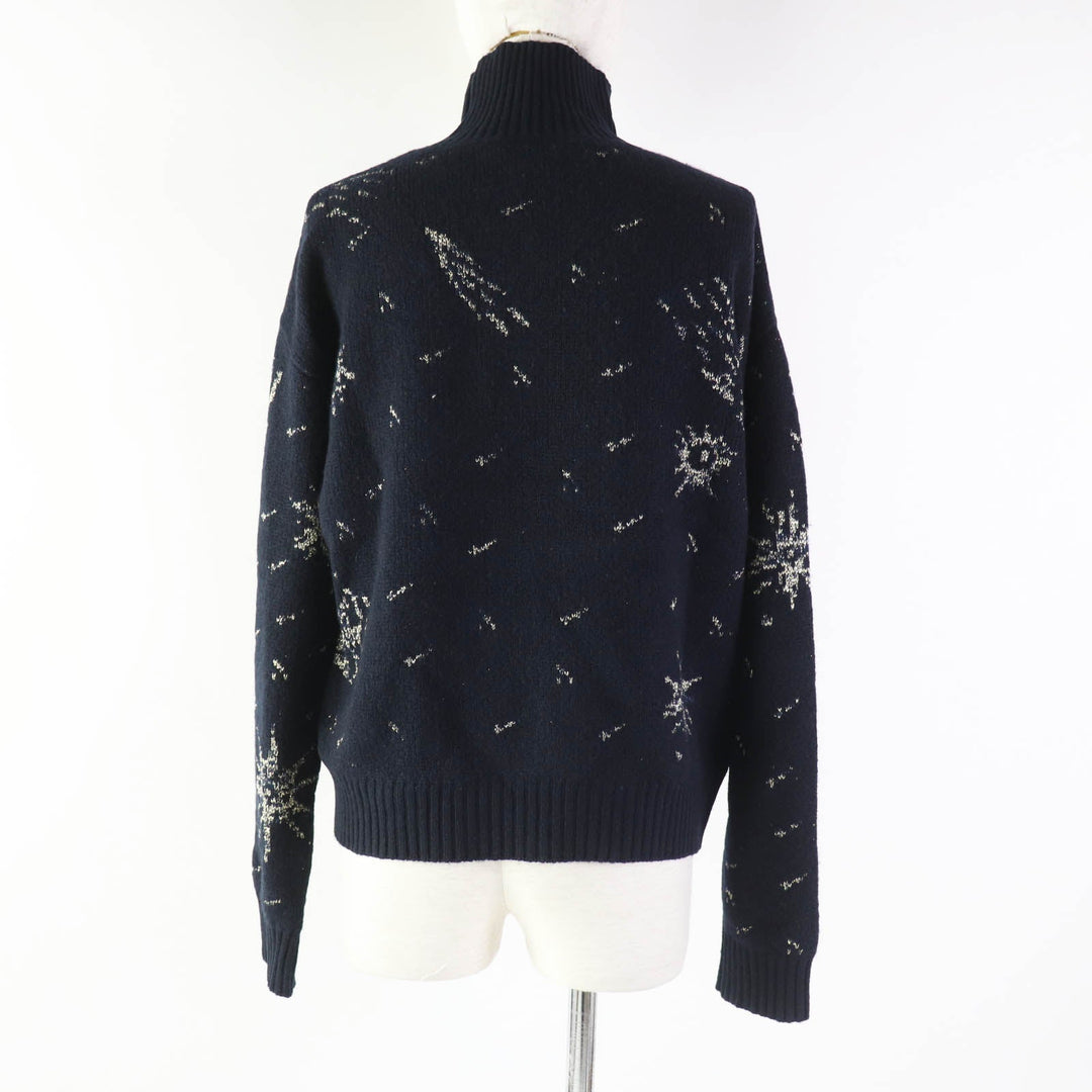 Christian Dior knit 7H24553AM103 Outer: 100% cashmere, part: 64% rayon, part: 36% metal fiber Navy gold Women 42 Used Authentic