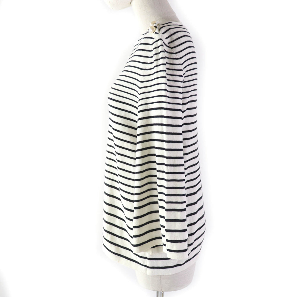 CHANEL knit P56071 Main: 71% paper, 23% cotton, 6% polyester White black Women 38 Used Authentic