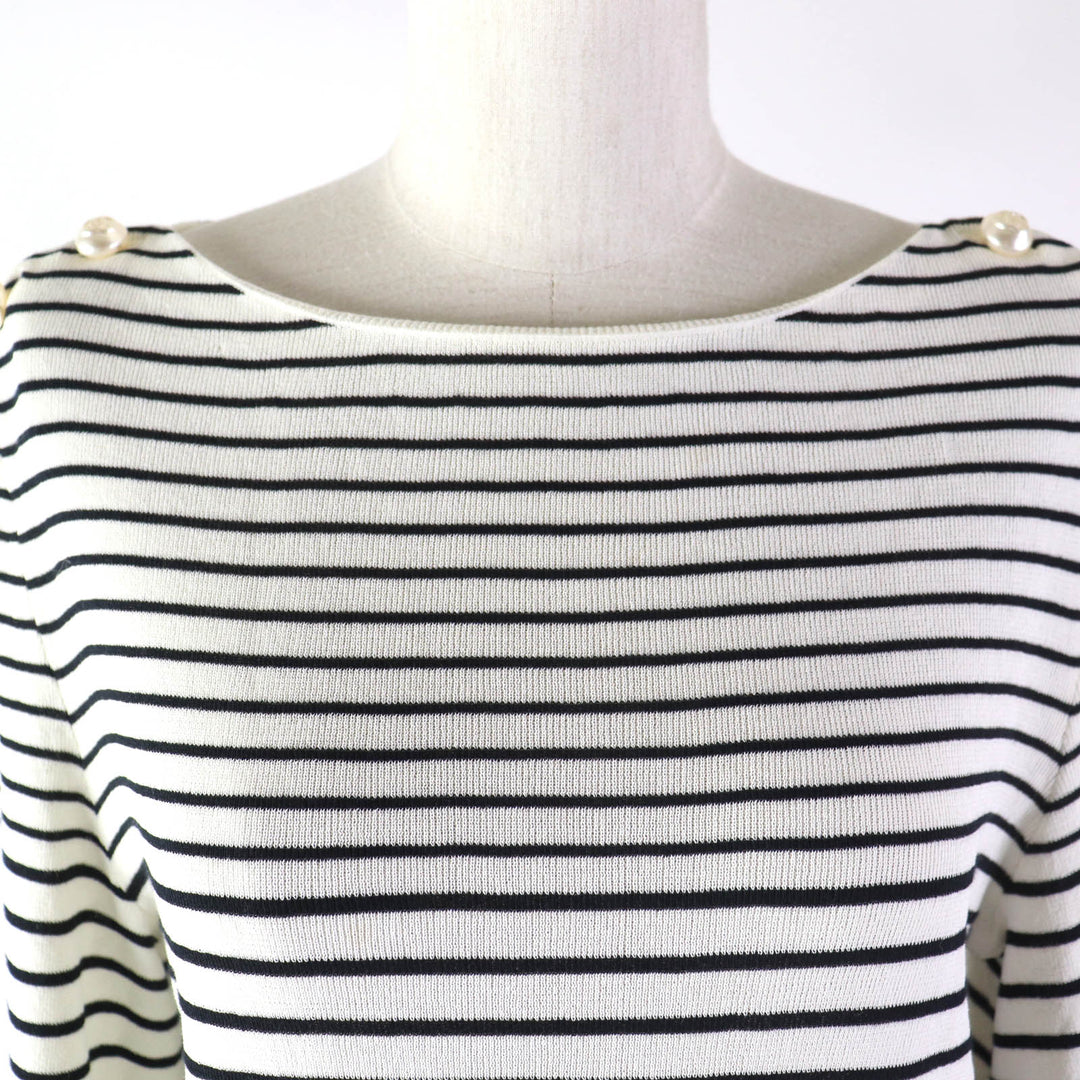 CHANEL knit P56071 Main: 71% paper, 23% cotton, 6% polyester White black Women 38 Used Authentic