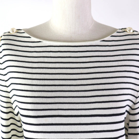CHANEL knit P56071 Main: 71% paper, 23% cotton, 6% polyester White black Women 38 Used Authentic