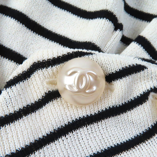 CHANEL knit P56071 Main: 71% paper, 23% cotton, 6% polyester White black Women 38 Used Authentic
