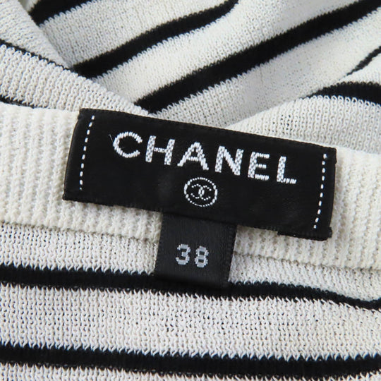 CHANEL knit P56071 Main: 71% paper, 23% cotton, 6% polyester White black Women 38 Used Authentic