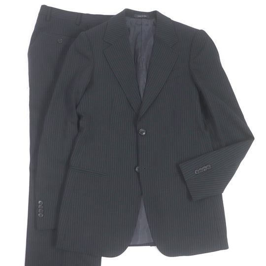 EMPORIO ARMANI suit Outer: 86% wool, Outer: 1% polyamide (nylon), Outer: 2% elastane (polyurethane), Outer: 1% polyester, Lining: 100% cupra black mens 44 Used Authentic