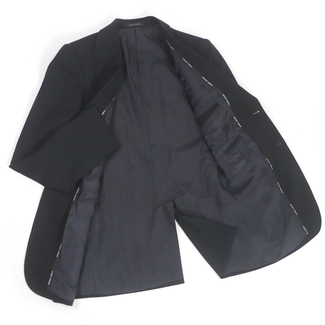 EMPORIO ARMANI suit Outer: 86% wool, Outer: 1% polyamide (nylon), Outer: 2% elastane (polyurethane), Outer: 1% polyester, Lining: 100% cupra black mens 44 Used Authentic