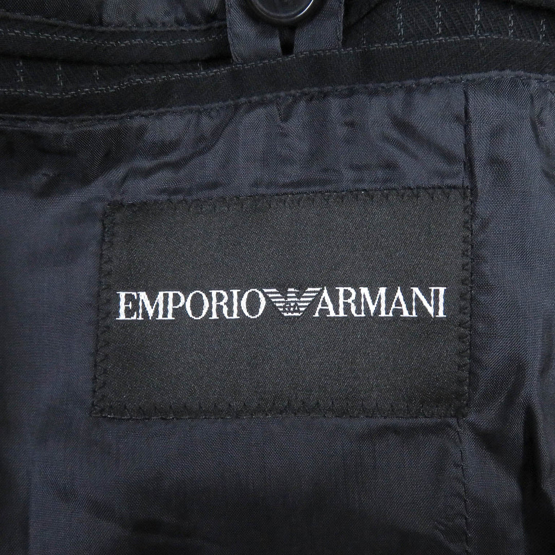 EMPORIO ARMANI suit Outer: 86% wool, Outer: 1% polyamide (nylon), Outer: 2% elastane (polyurethane), Outer: 1% polyester, Lining: 100% cupra black mens 44 Used Authentic