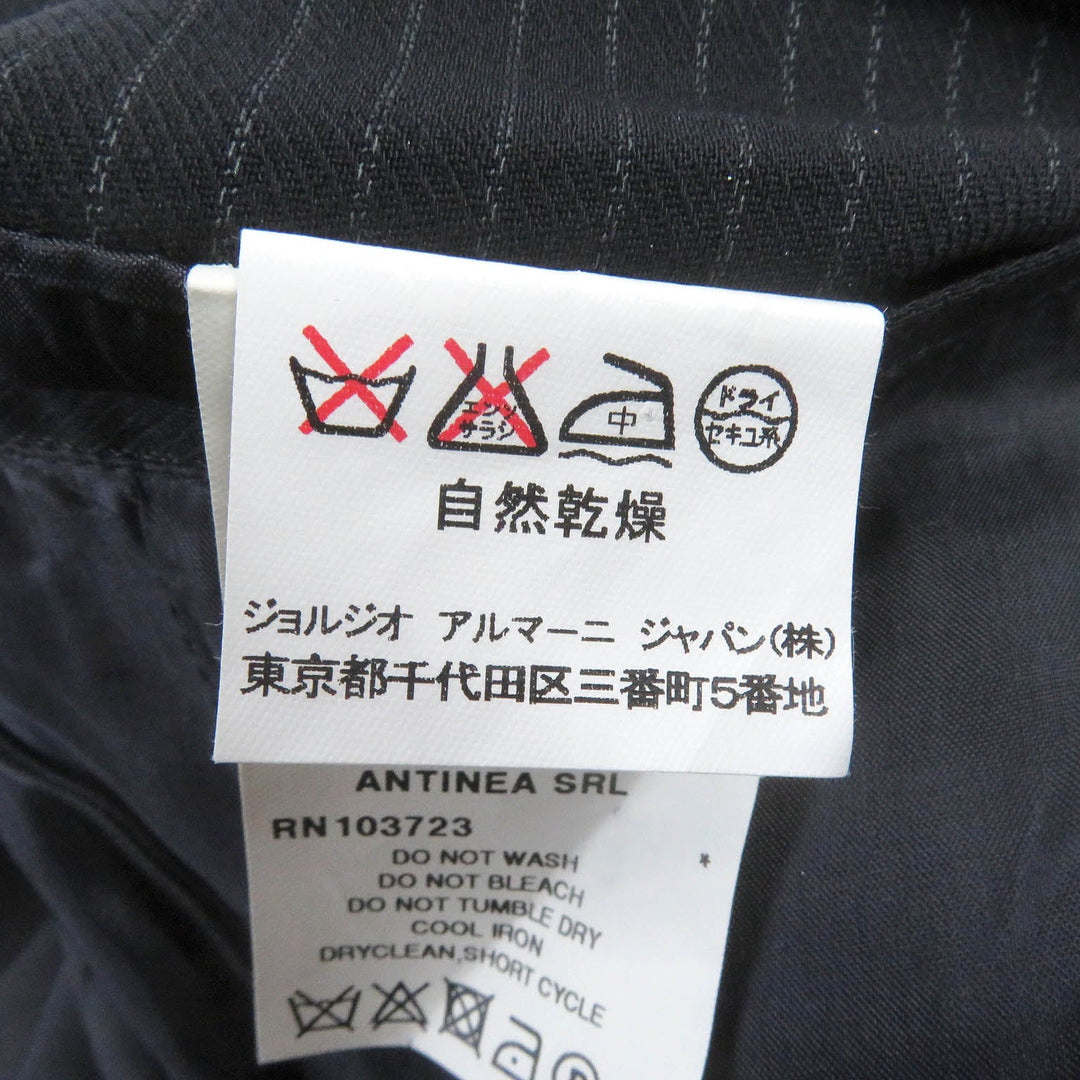 EMPORIO ARMANI suit Outer: 86% wool, Outer: 1% polyamide (nylon), Outer: 2% elastane (polyurethane), Outer: 1% polyester, Lining: 100% cupra black mens 44 Used Authentic