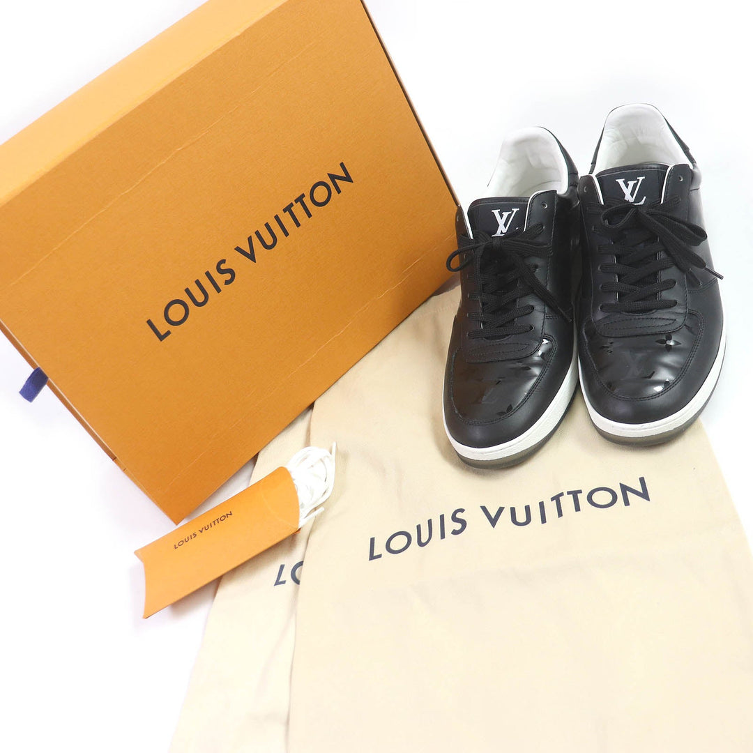 LOUIS VUITTON Low cut sneakers Main: Leather black LV Rivoli Line mens 41 Used Authentic