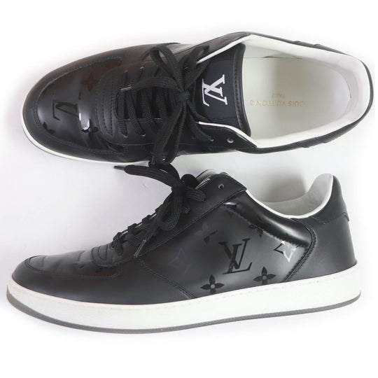 LOUIS VUITTON Low cut sneakers Main: Leather black LV Rivoli Line mens 41 Used Authentic
