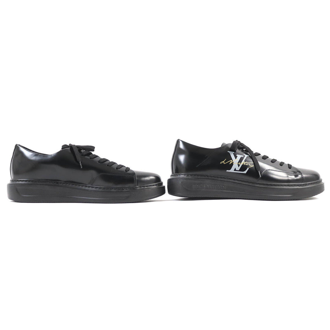 LOUIS VUITTON sneakers Main: Leather black Beverly Hills Line mens 8.5 Used Authentic