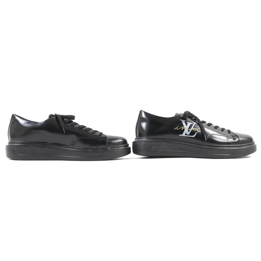 LOUIS VUITTON sneakers Main: Leather black Beverly Hills Line mens 8.5 Used Authentic