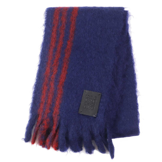 LOEWE Scarf Main: 68% mohair, Main: 27% wool, 5% nylon Navy red mens Used Authentic