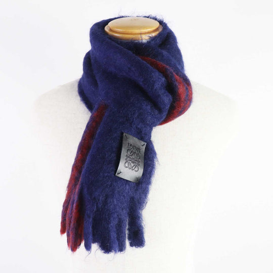 LOEWE Scarf Main: 68% mohair, Main: 27% wool, 5% nylon Navy red mens Used Authentic