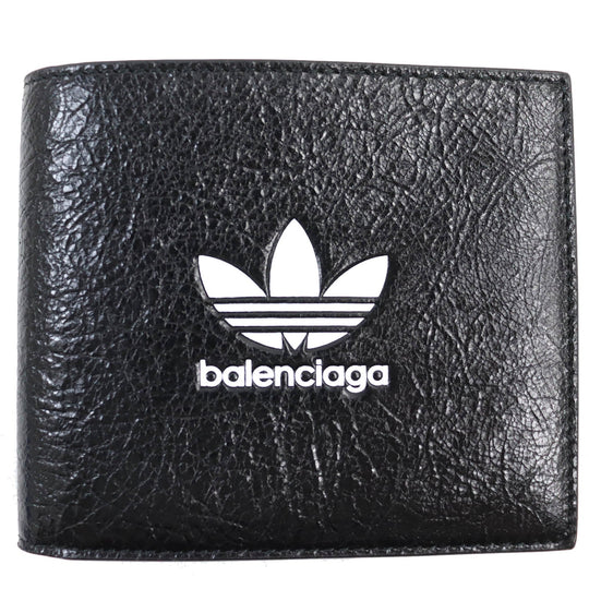 BALENCIAGA Bifold Wallet 721899 Main: Leather Black White mens Used Authentic
