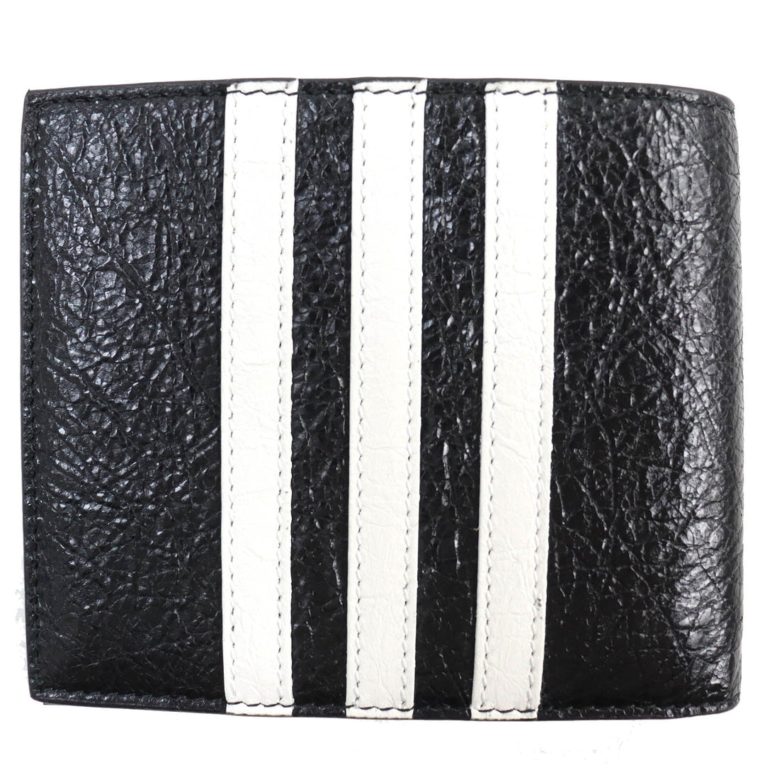 BALENCIAGA Bifold Wallet 721899 Main: Leather Black White mens Used Authentic