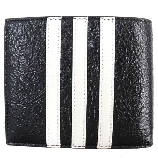 BALENCIAGA Bifold Wallet 721899 Main: Leather Black White mens Used Authentic