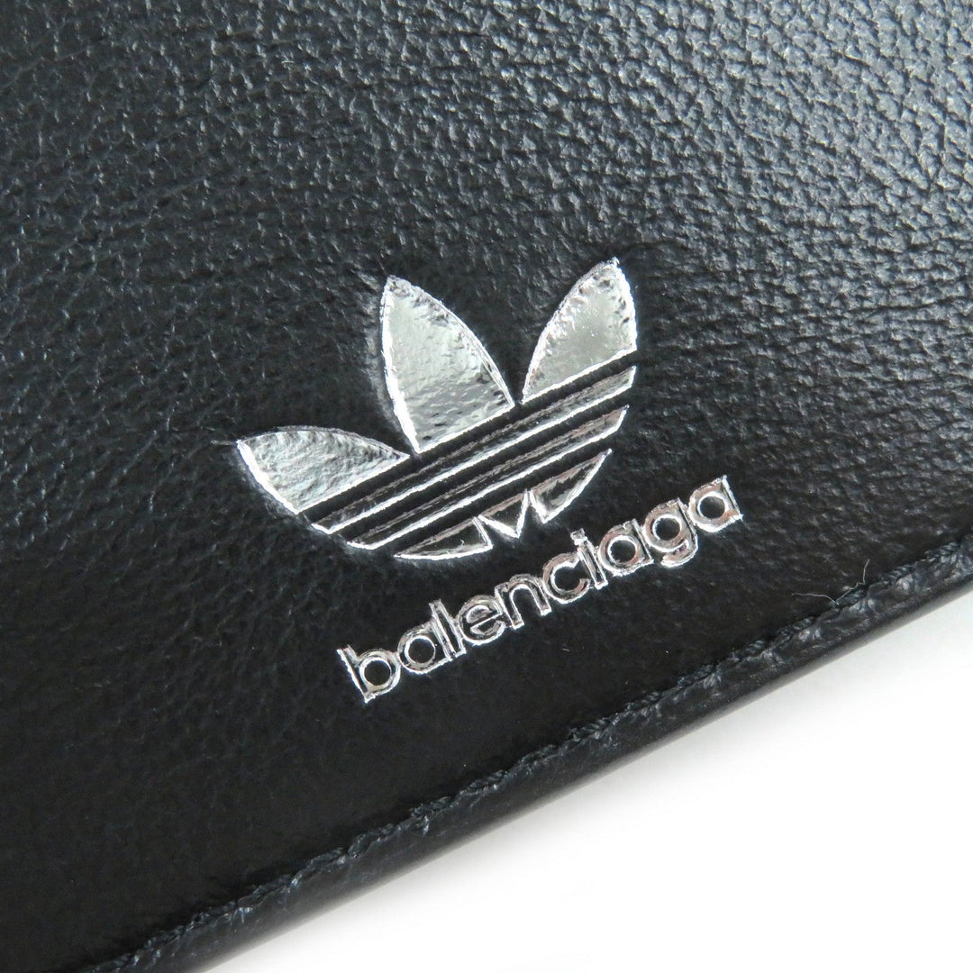 BALENCIAGA Bifold Wallet 721899 Main: Leather Black White mens Used Authentic