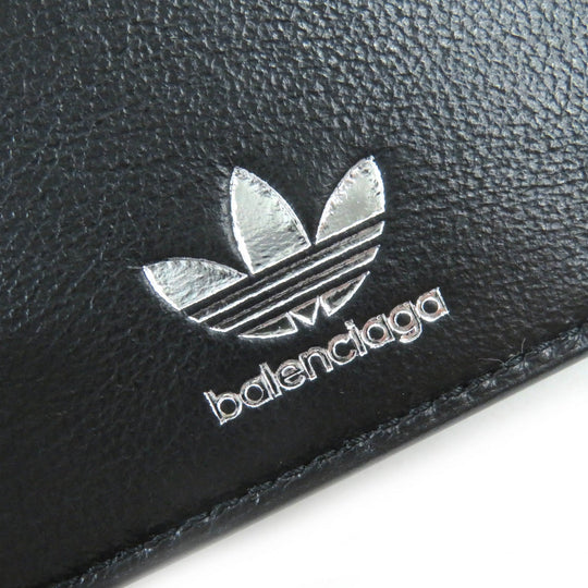 BALENCIAGA Bifold Wallet 721899 Main: Leather Black White mens Used Authentic