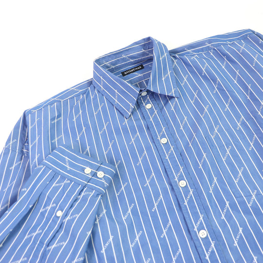 BALENCIAGA Long sleeve shirt 595214 Main: 75% cotton, Main: 25% polyester blue mens 39 Used Authentic