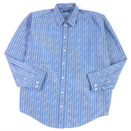 BALENCIAGA Long sleeve shirt 595214 Main: 75% cotton, Main: 25% polyester blue mens 39 Used Authentic