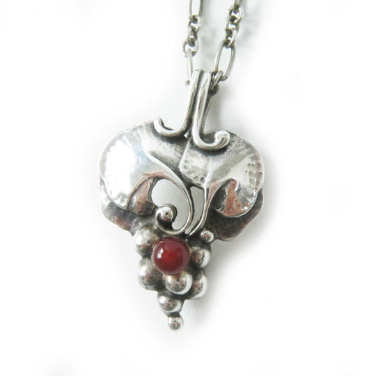 Georg Jensen Necklace Main�FSV925 Silver Red Carnelian Women Used Authentic