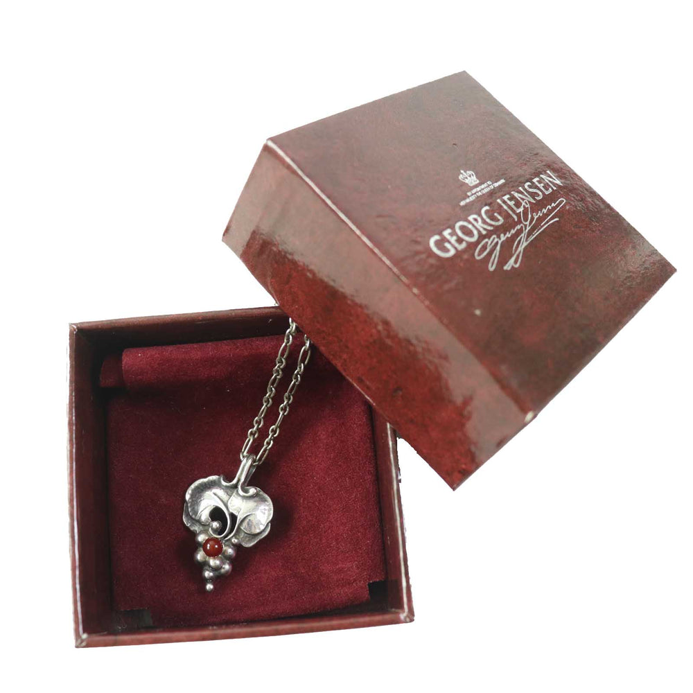 Georg Jensen Necklace Main�FSV925 Silver Red Carnelian Women Used Authentic