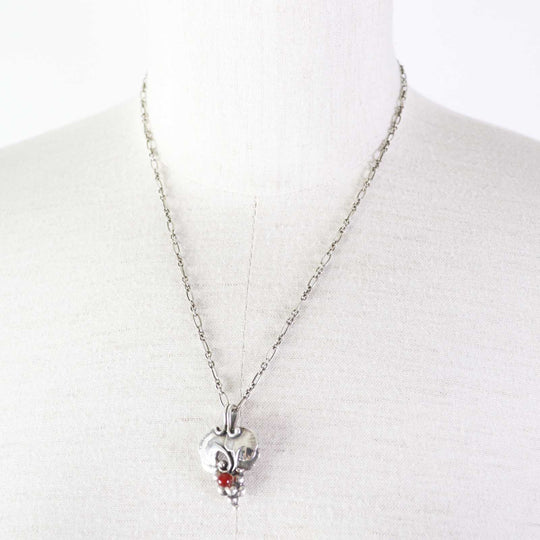 Georg Jensen Necklace Main�FSV925 Silver Red Carnelian Women Used Authentic