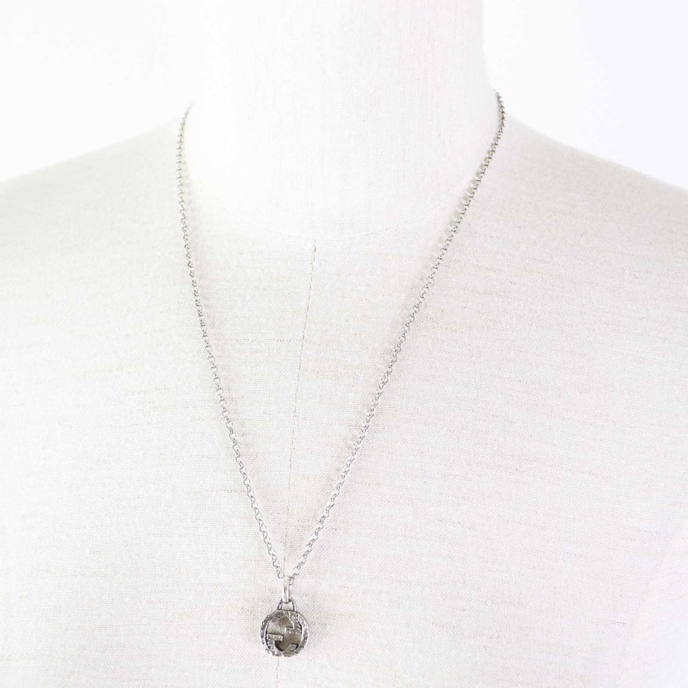 GUCCI Necklace 455535 Main�FAG925 Silver Interlocking G Women Used Authentic